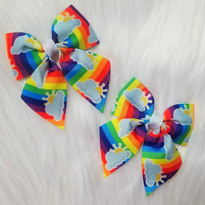 3.5 inch Rainbow Cheer Bows - Wish Upon a Boutique